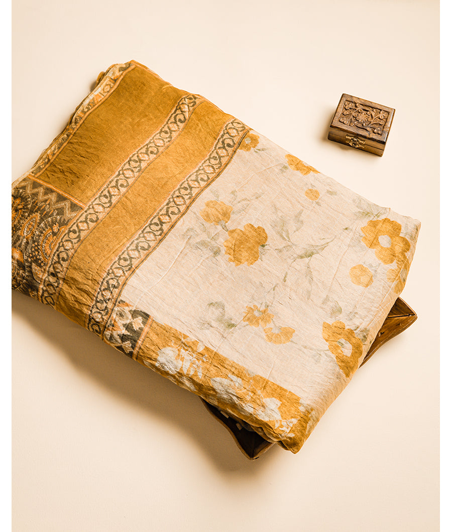 MOGRA CHANDERI PATCH PRINT FABRIC
