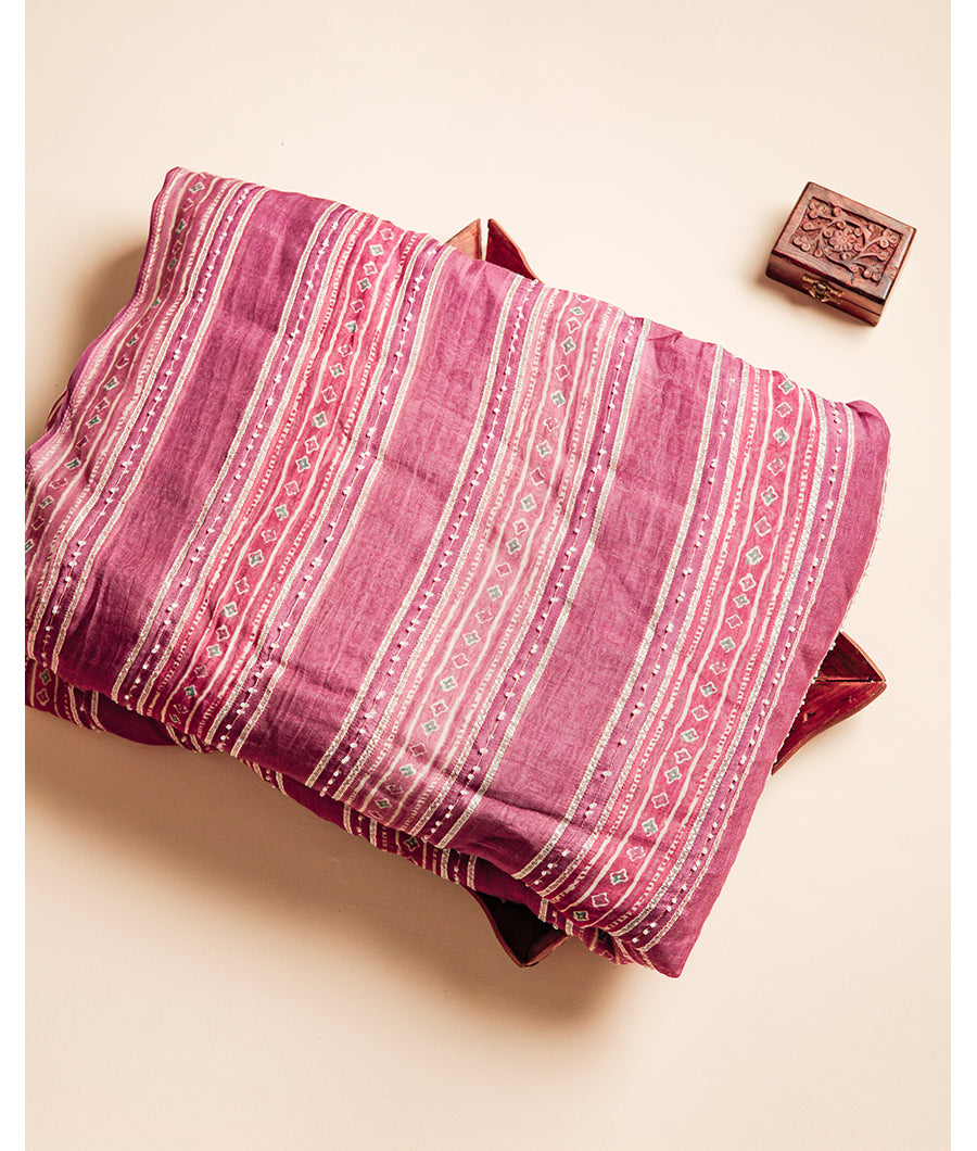 MUL CHANDERI EMBROIDERY FABRIC
