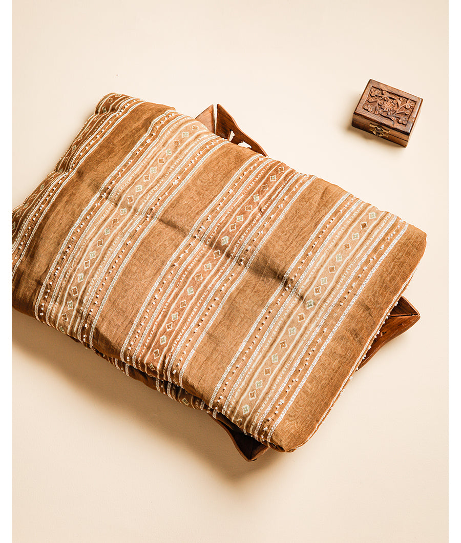 MUL CHANDERI EMBROIDERY FABRIC