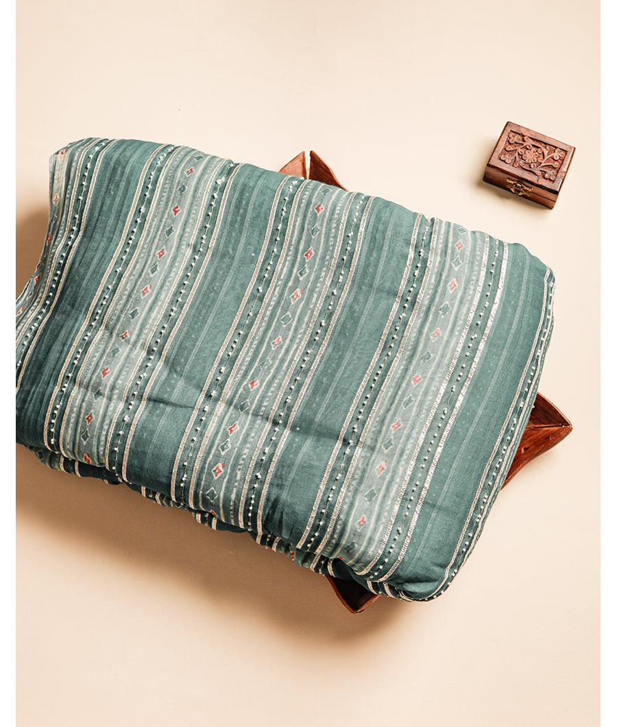 MUL CHANDERI EMBROIDERY FABRIC