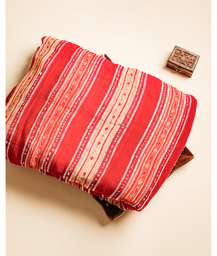 MUL CHANDERI EMBROIDERY FABRIC