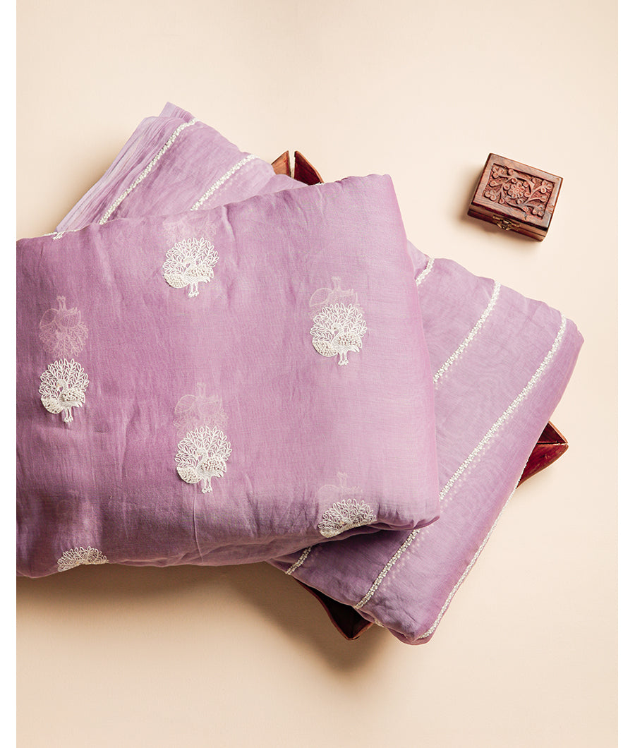 MUL CHANDERI EMBROIDERY FABRIC