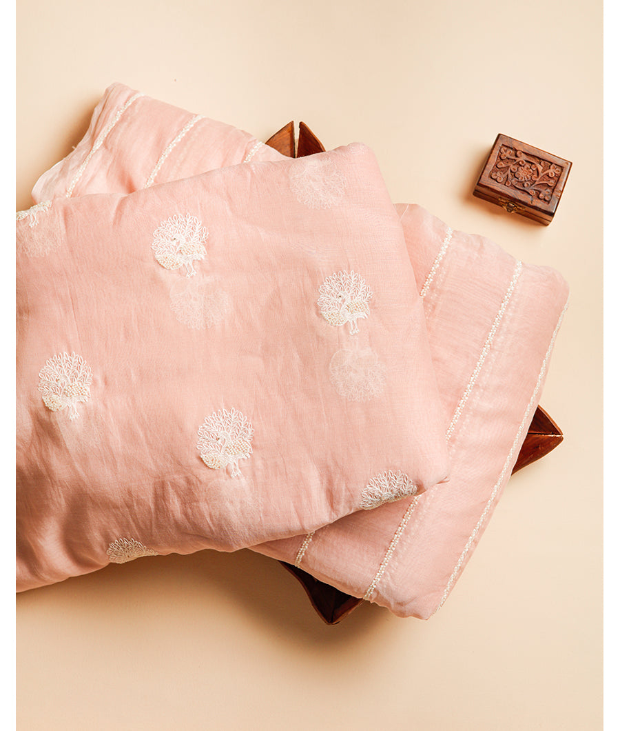 MUL CHANDERI EMBROIDERY FABRIC