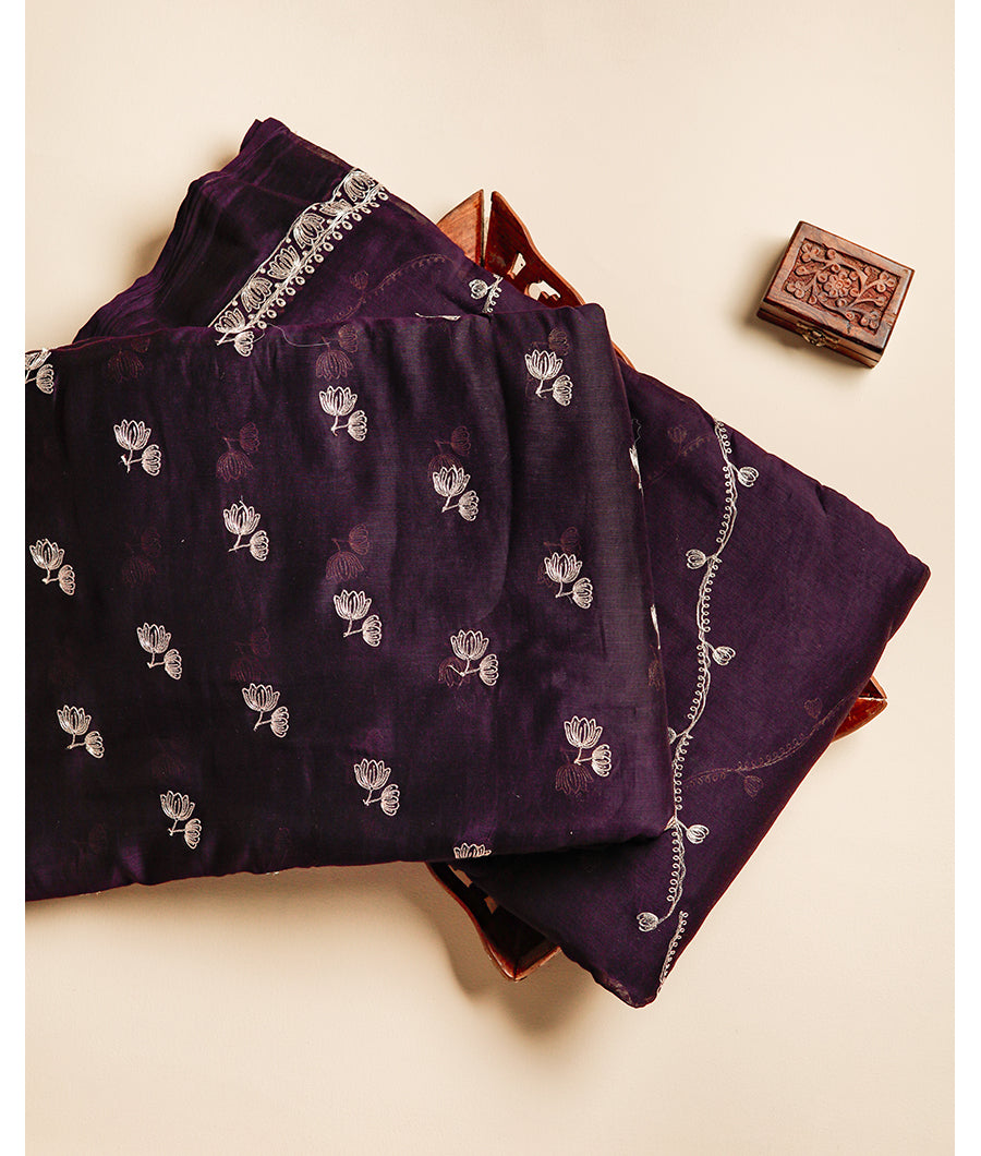 MUL CHANDERI EMBROIDERY FABRIC