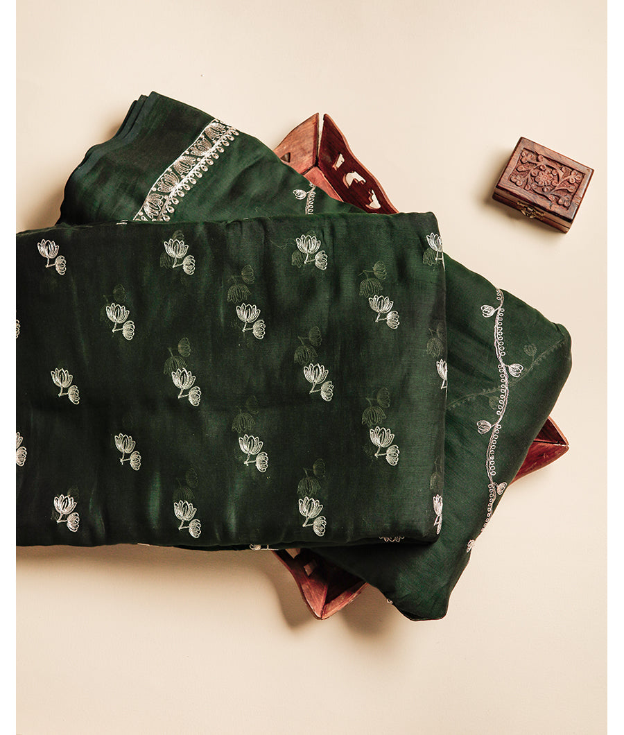MUL CHANDERI EMBROIDERY FABRIC