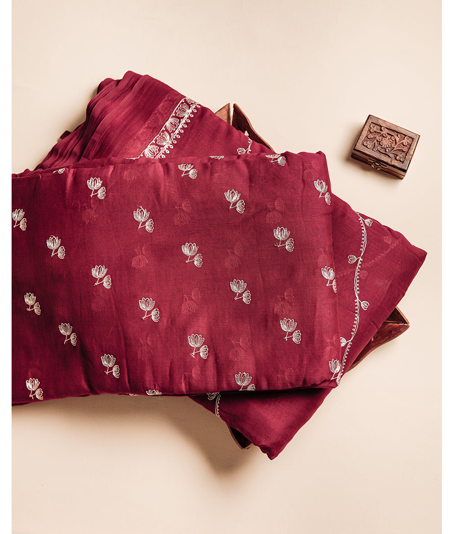 MUL CHANDERI EMBROIDERY FABRIC