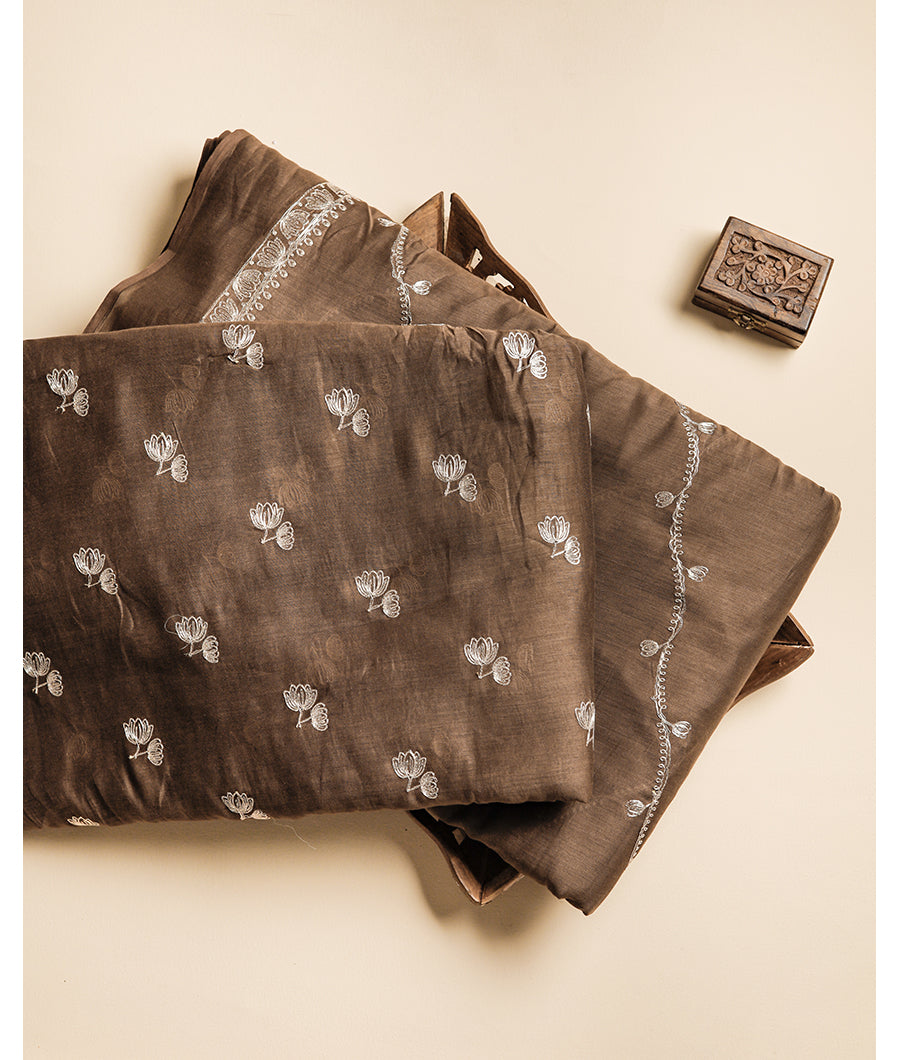 MUL CHANDERI EMBROIDERY FABRIC