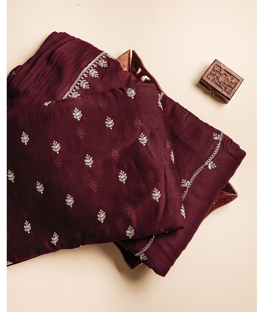 MUL CHANDERI EMBROIDERY FABRIC