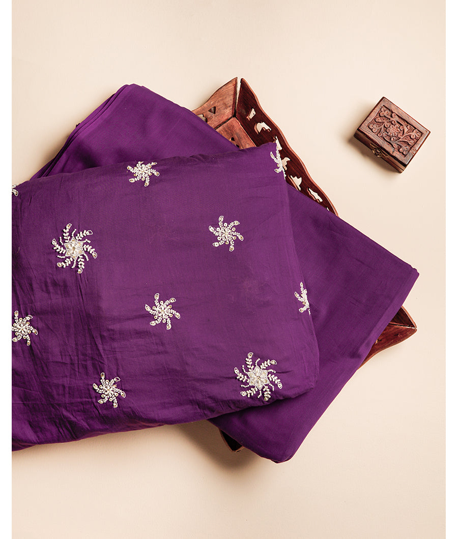 MUL CHANDERI EMBROIDERY FABRIC WITH PURE MUL DYED PLAIN FABRIC