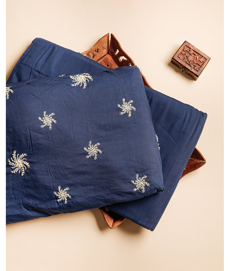 MUL CHANDERI EMBROIDERY FABRIC WITH PURE MUL DYED PLAIN FABRIC