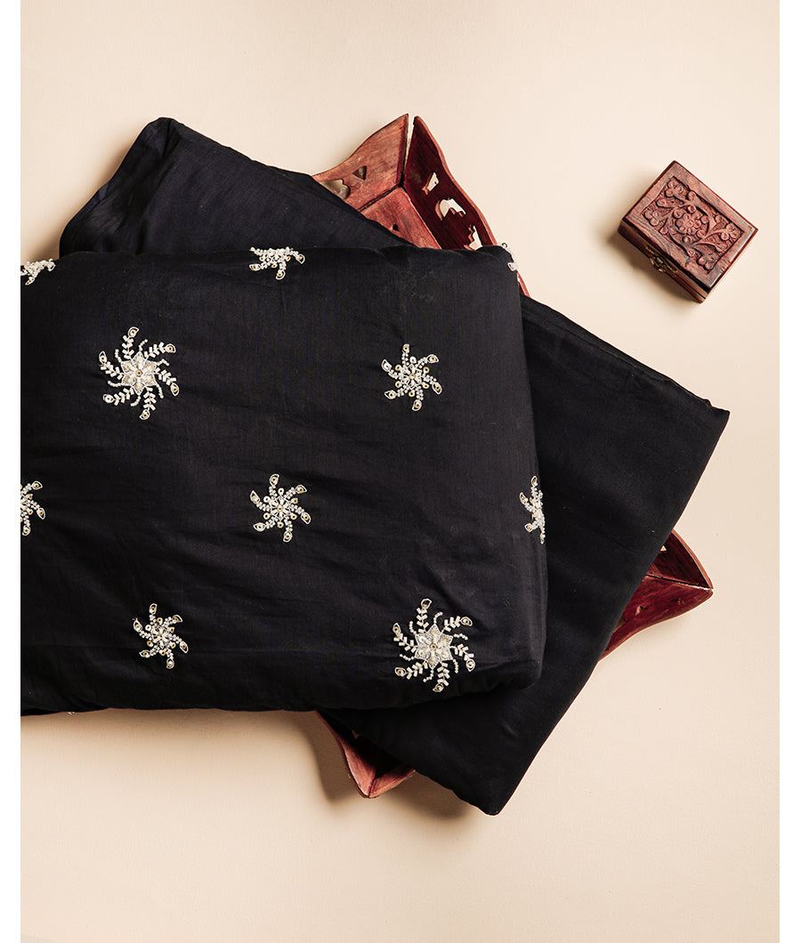 MUL CHANDERI EMBROIDERY FABRIC WITH PURE MUL DYED PLAIN FABRIC