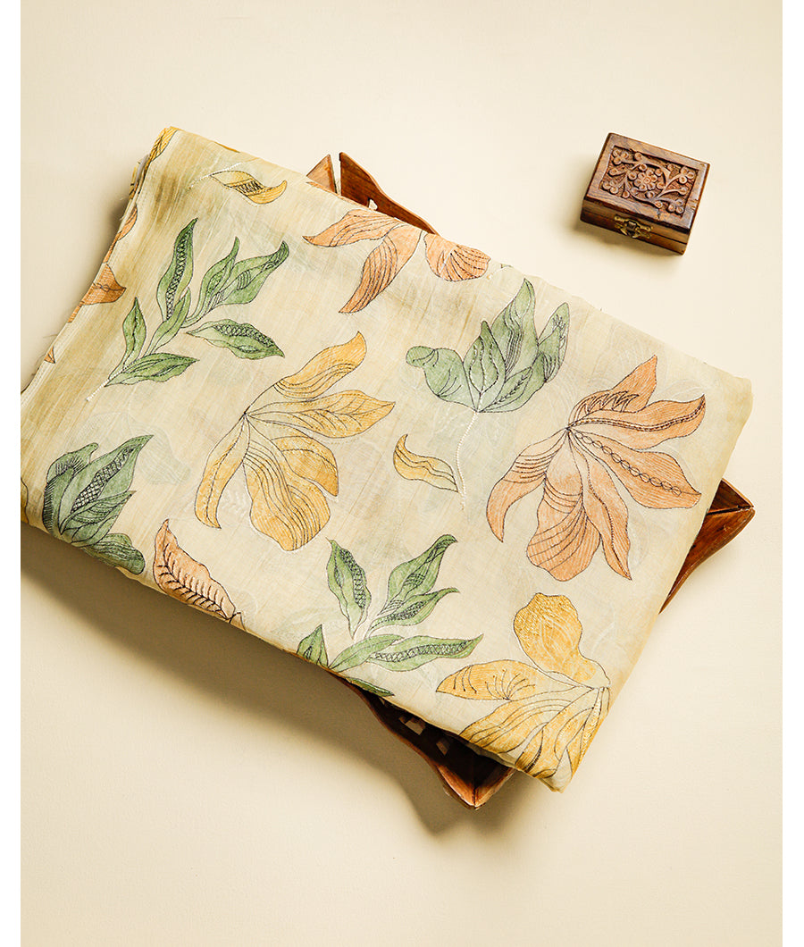 PURE MUL CHANDERI 40 GRAMS HAND PAINTED FABRIC
