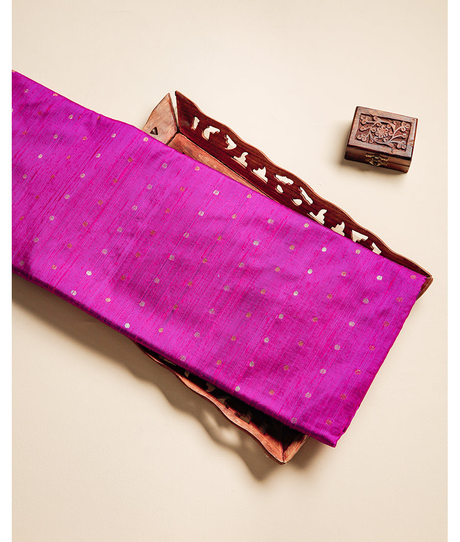 PURE HANDLOOM DUPION SILK TUSSAR BUTTI FABRIC