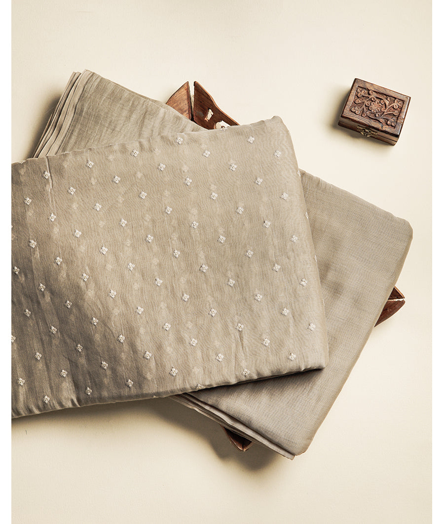 MUL CHANDERI 40 GRAM EMBROIDERY WITH MUL CHANDERI DYED FABRIC