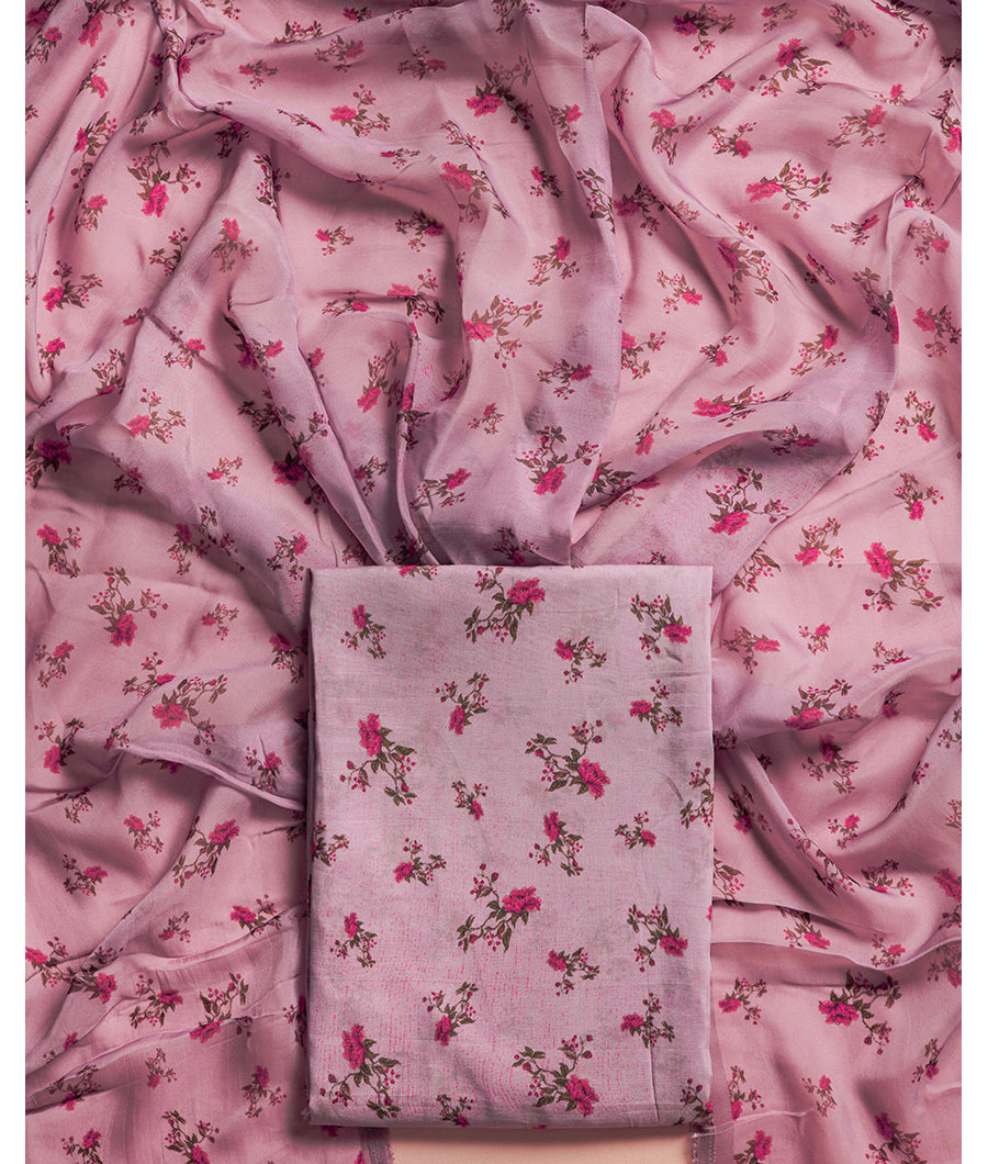 MUL CHANDERI TOP WITH ORGANZA DUPATTA SUIT SET