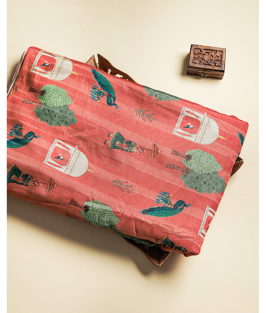 SEMI TUSSAR PRINTED FABRIC