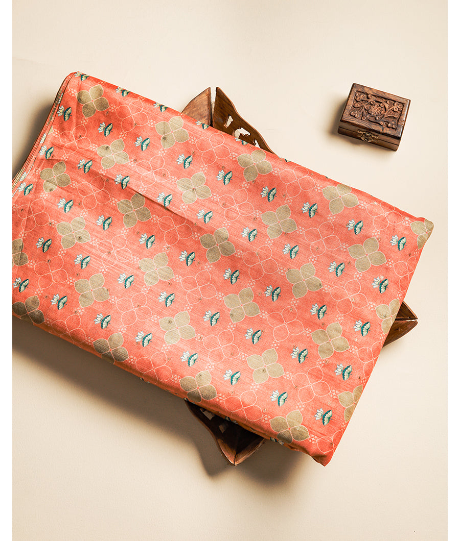 SEMI TUSSAR PRINTED FABRIC