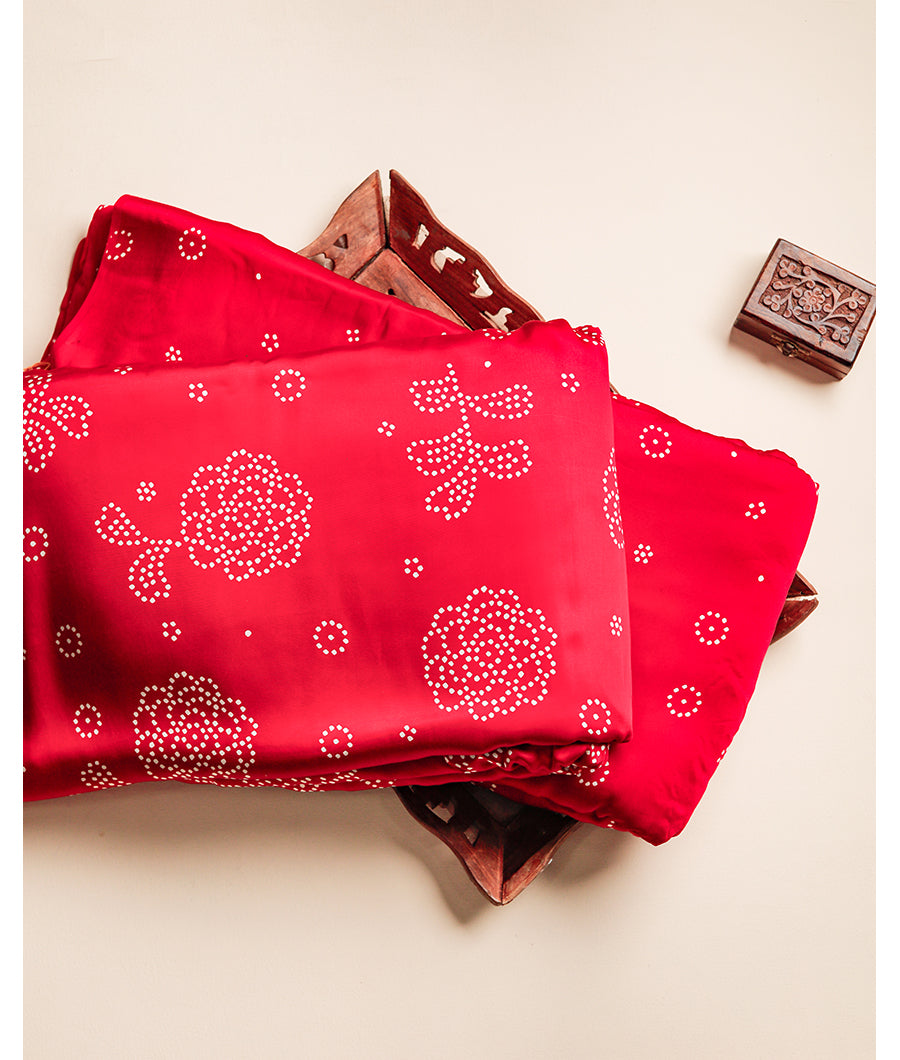 PURE MODAL SATIN  BANDHEJ PRINTED FABRIC