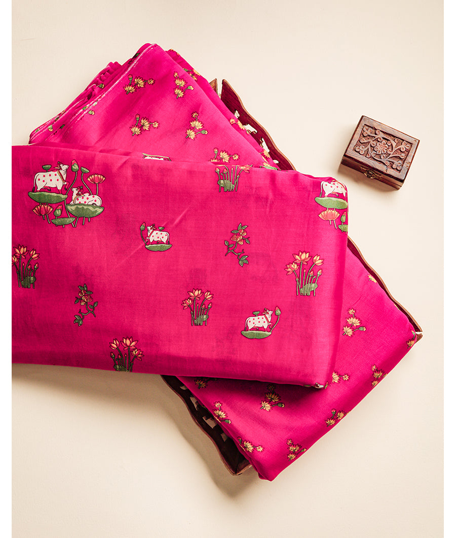 PURE CHANDERI PICHWAI PRINTED FABRIC