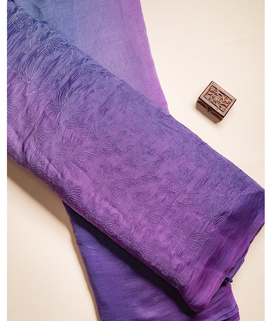 MUL CHANDERI EMBROIDERY FABRIC WITH PLAIN CHANDERI FABRIC