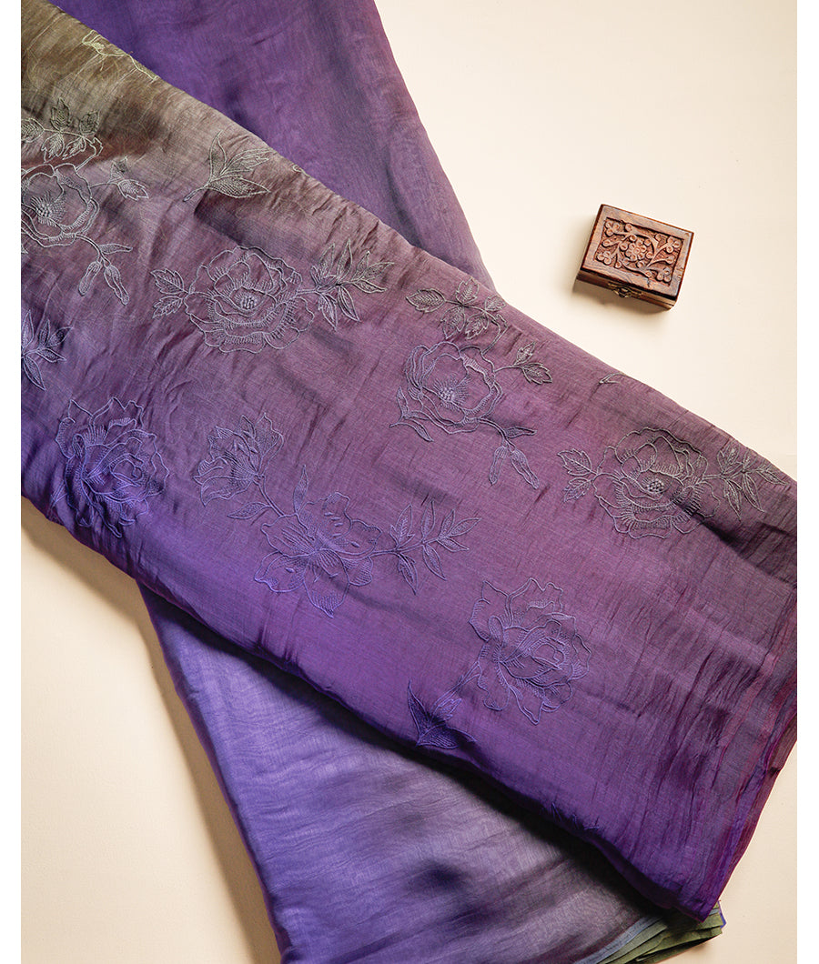 MUL CHANDERI EMBROIDERY FABRIC WITH PLAIN CHANDERI FABRIC