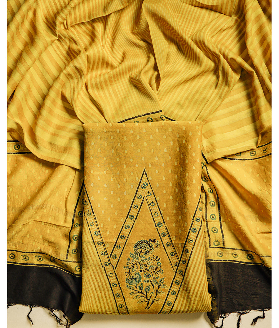 PURE MAHESHWARI CHANDERI AJRAKH SUIT SET