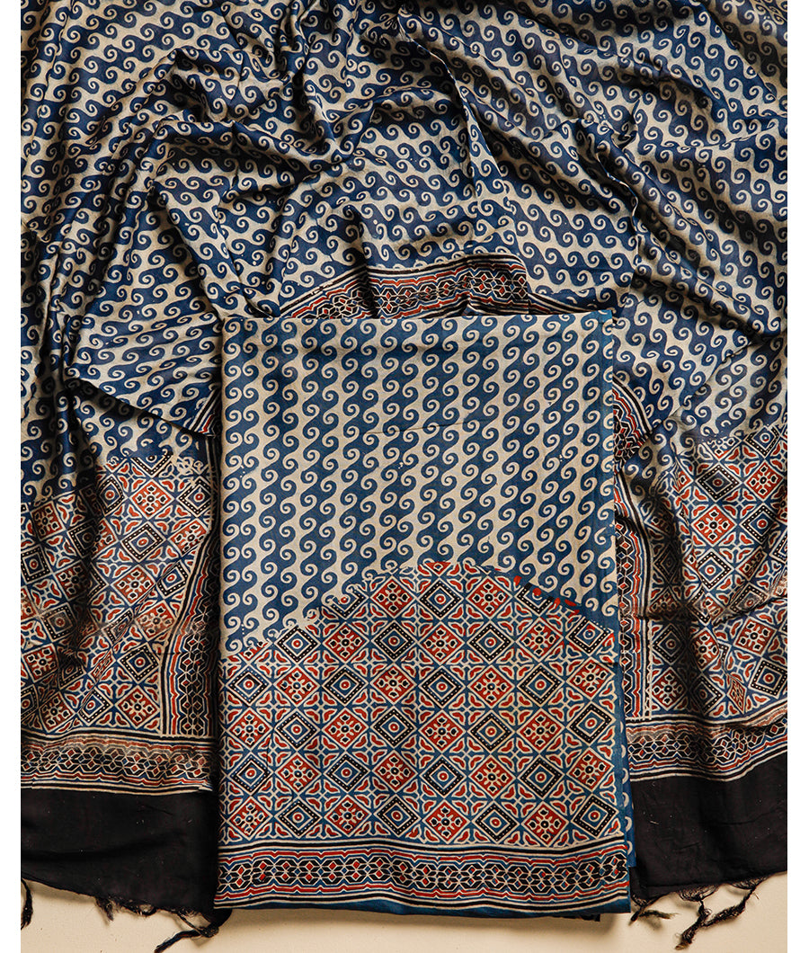 PURE MAHESHWARI CHANDERI AJRAKH SUIT SET
