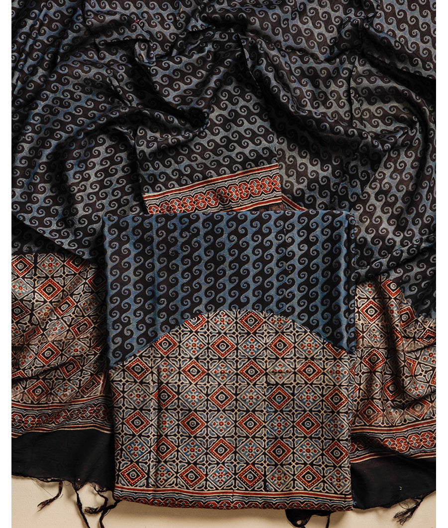PURE MAHESHWARI CHANDERI AJRAKH SUIT SET