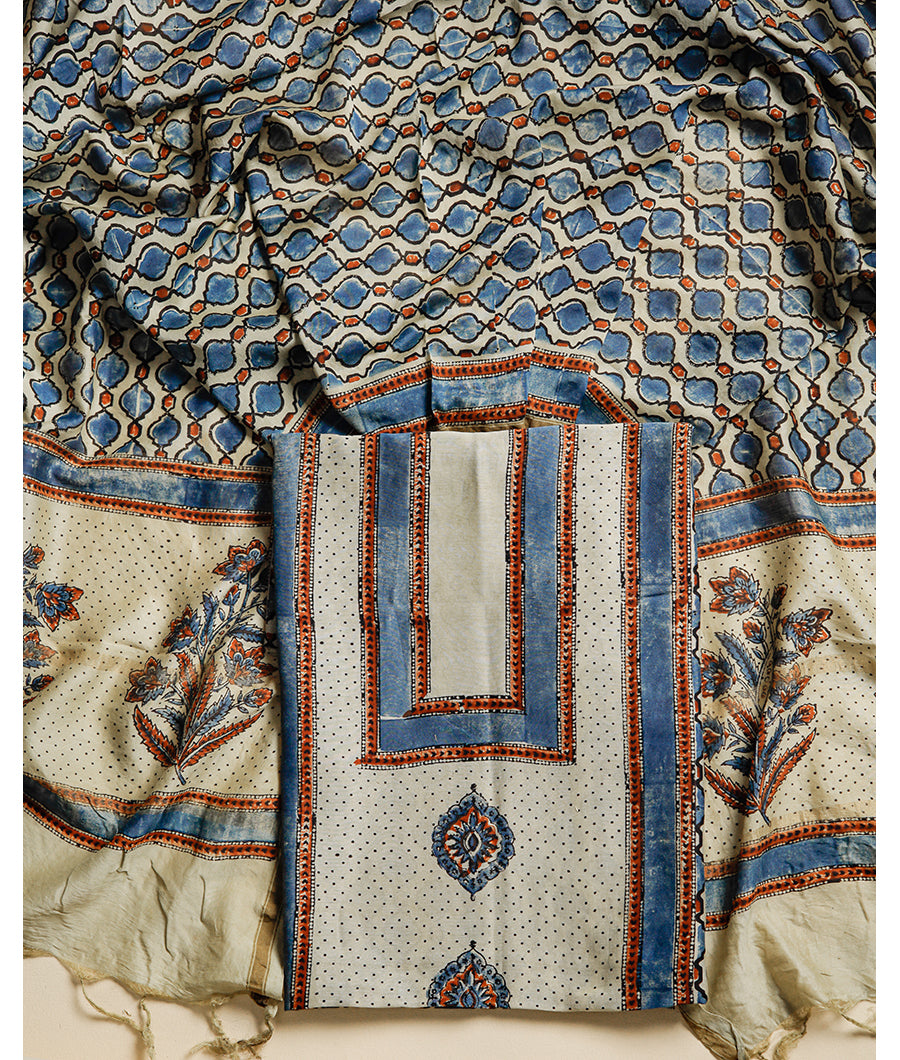 PURE MAHESHWARI CHANDERI AJRAKH SUIT SET