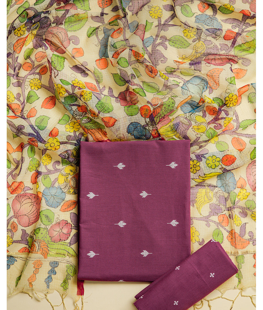 PURE COTTON WOVEN SUIT SET WITH KOTA HANDPAINTED DUPATTA