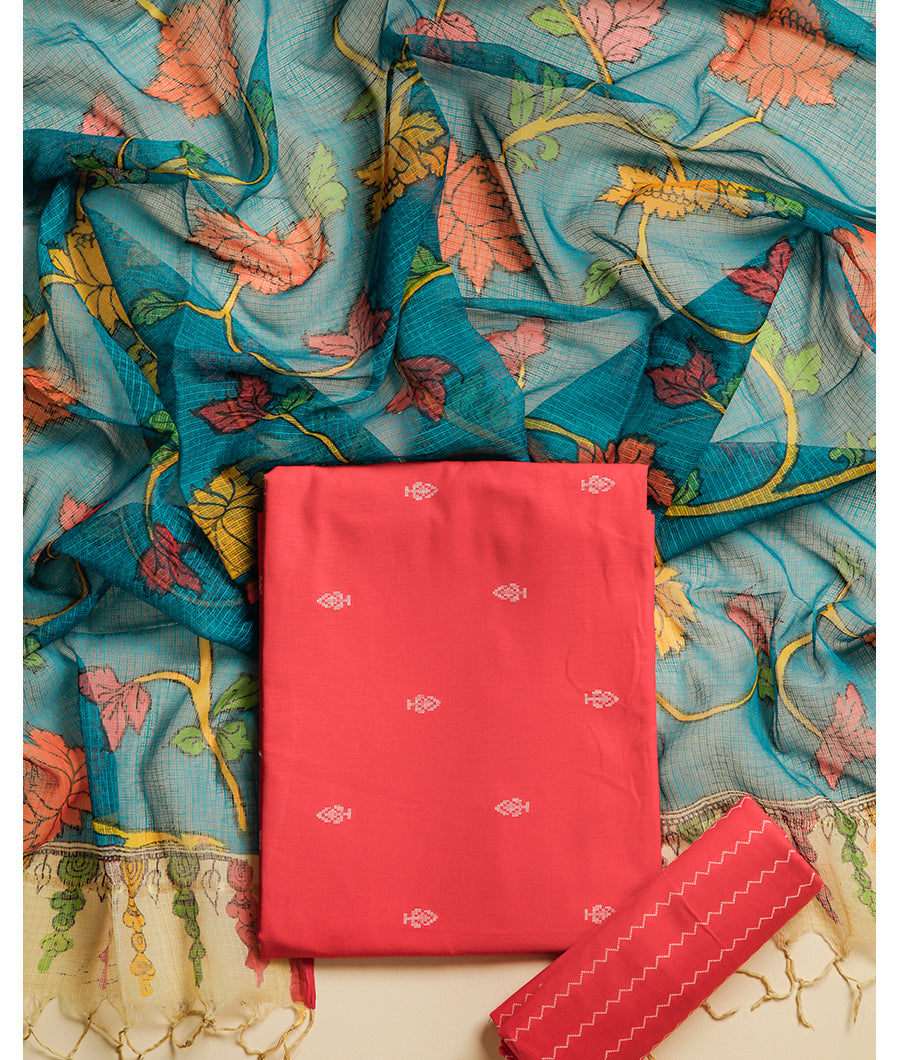 PURE COTTON WOVEN SUIT SET WITH KOTA HANDPAINTED DUPATTA