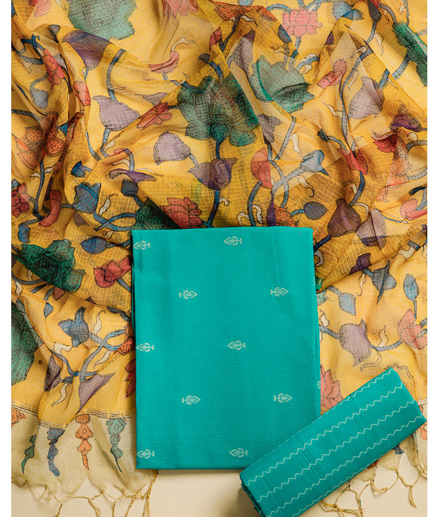 PURE COTTON WOVEN SUIT SET WITH KOTA HANDPAINTED DUPATTA