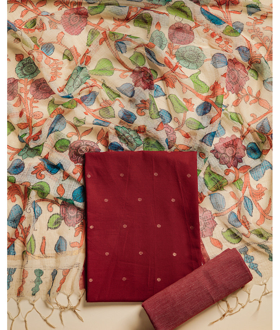 PURE COTTON WOVEN SUIT SET WITH KOTA HANDPAINTED DUPATTA