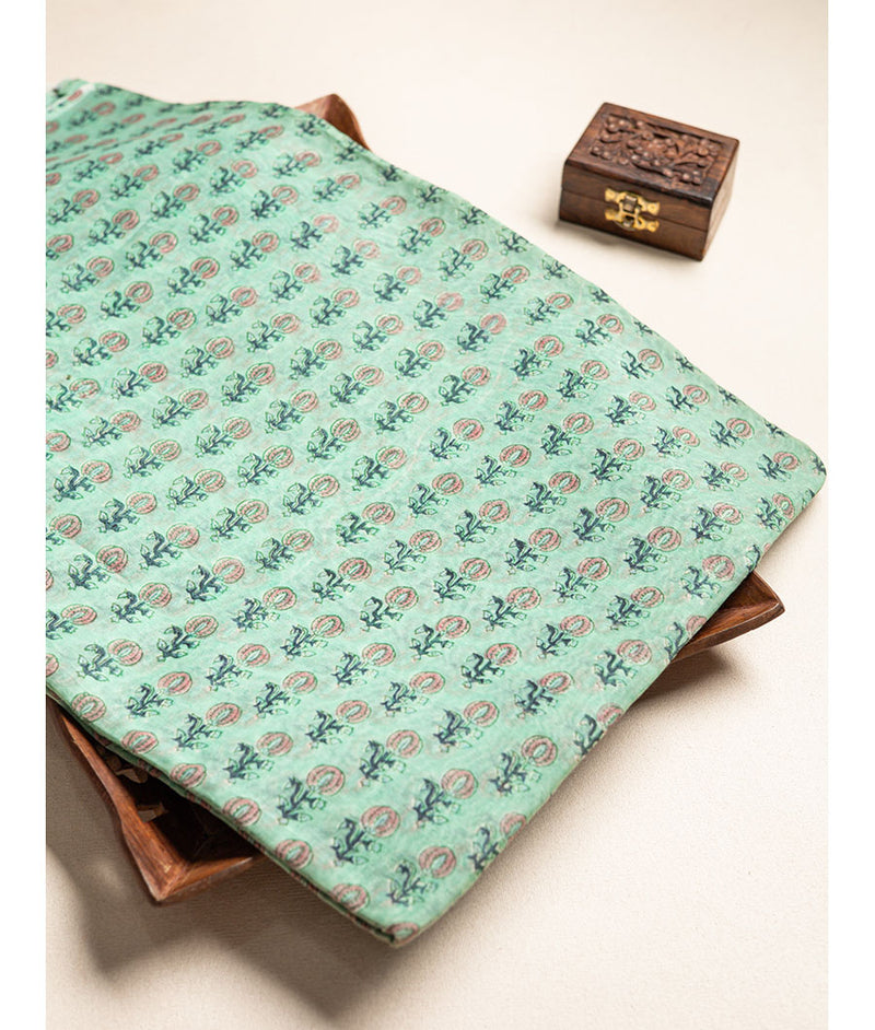 Malai chanderi Block print fabric