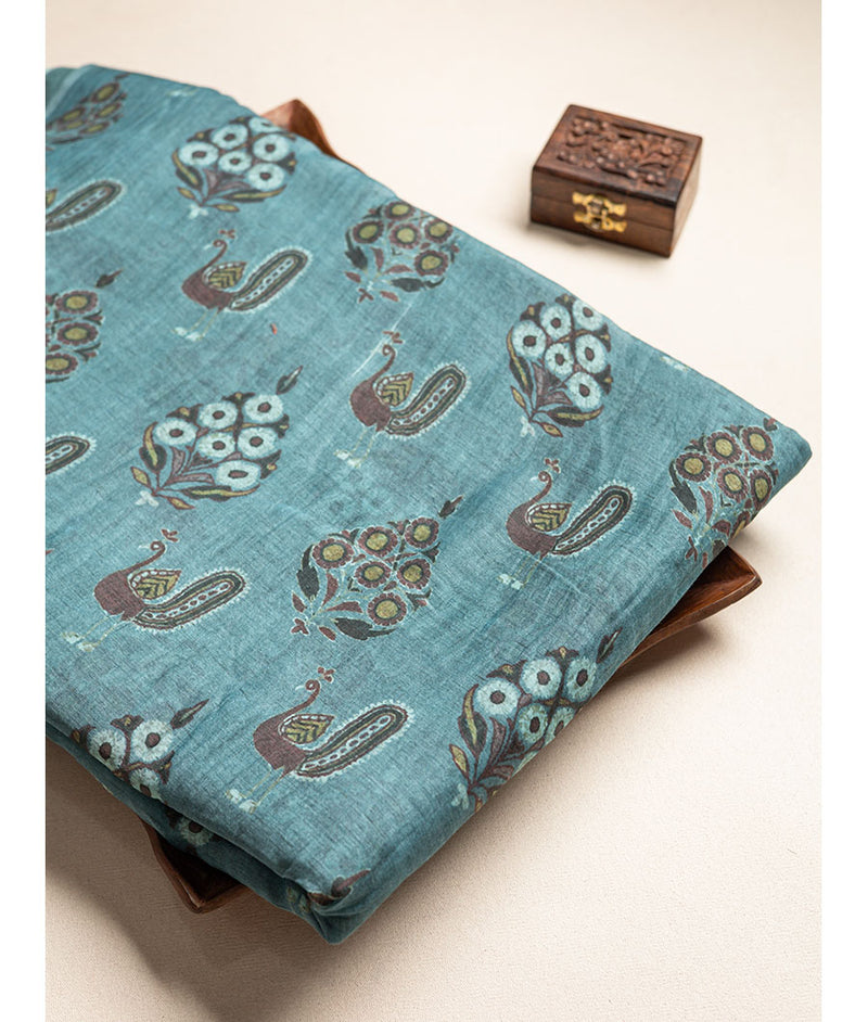 Malai chanderi Block print fabric
