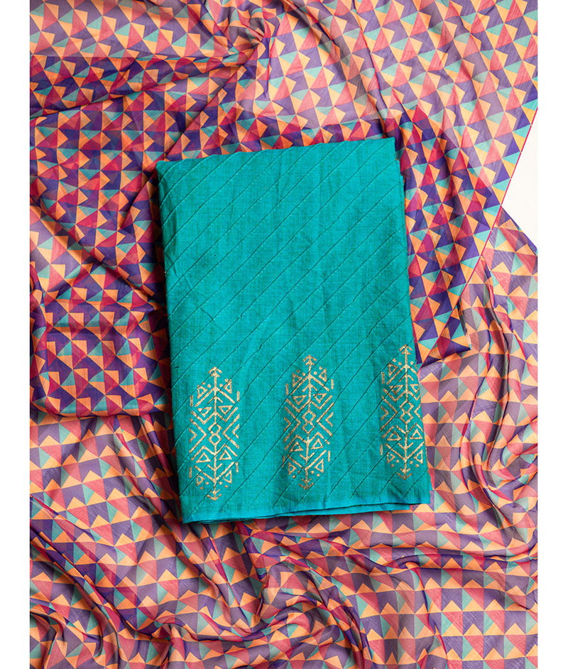 Cotton with chiffon dupatta