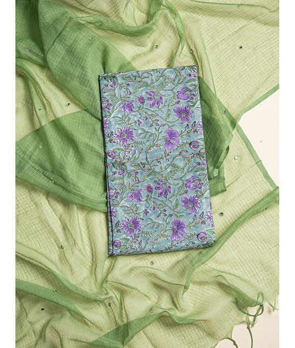 Cotton handblock with Kota mirror work dupatta mix and match