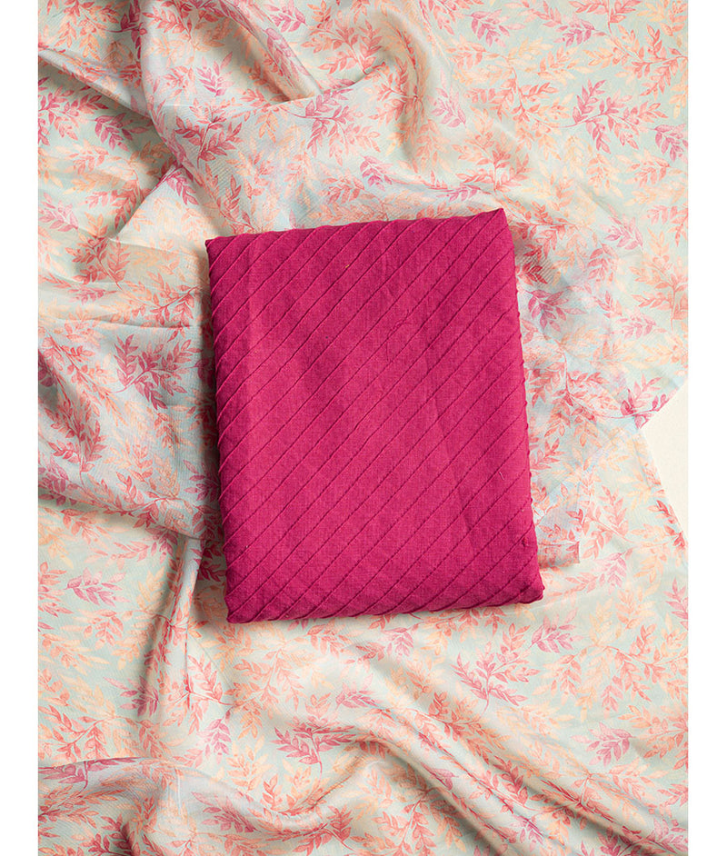 Cotton pintuck with Georgette dupatta