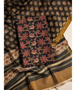 Cotton handblock with chanderi dupatta
