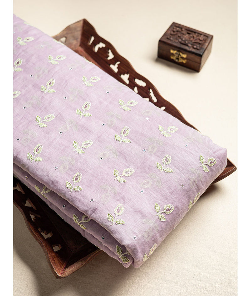 Malai chanderi mirror with embroidered fabric
