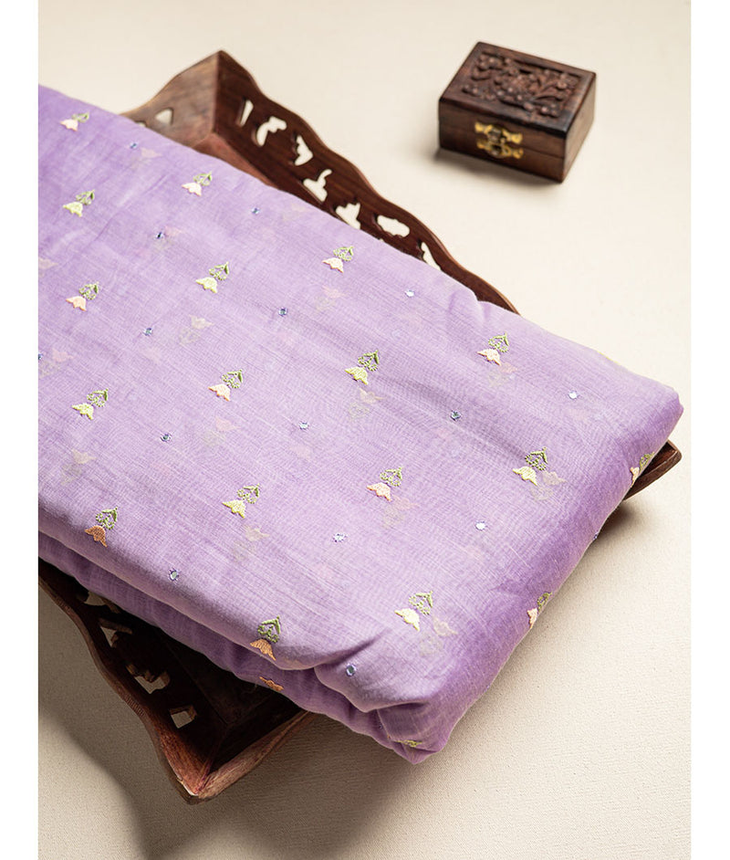 Malai chanderi mirror with embroidered fabric