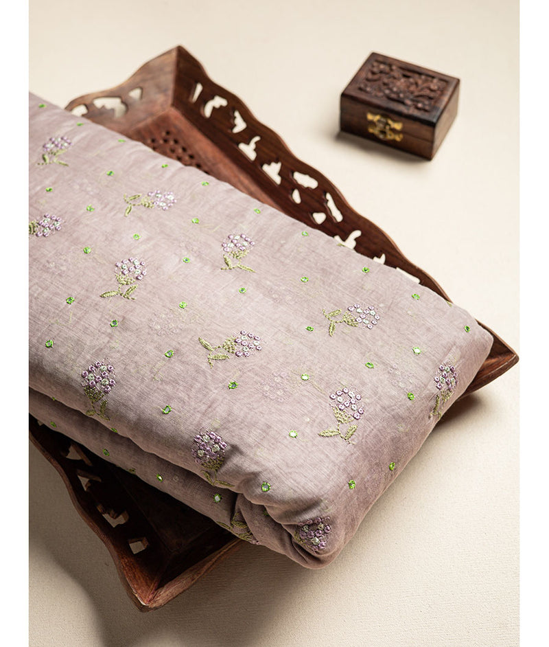 Malai chanderi mirror with embroidered fabric