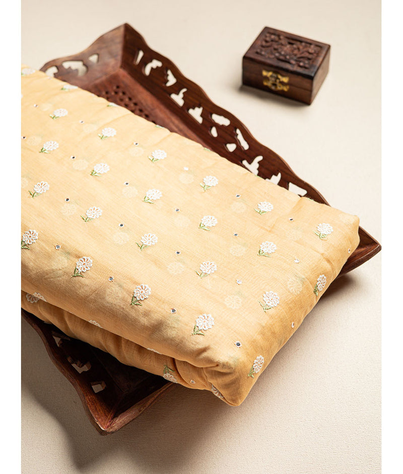 Malai chanderi mirror with embroidered fabric