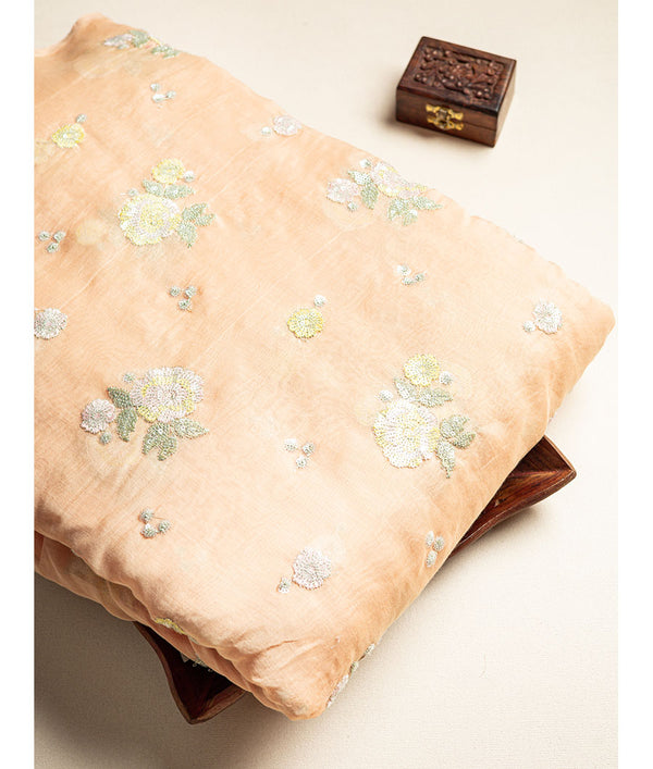 Malai chanderi Embroidered fabric