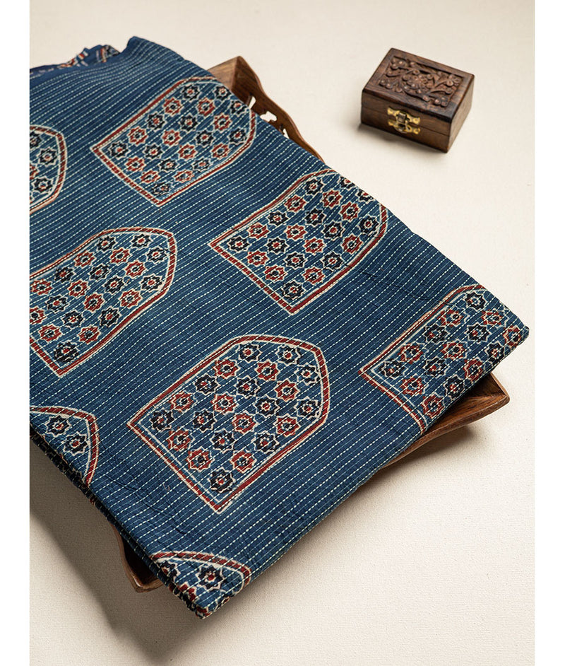 COTTON KANTHA AJRAKH FABRIC