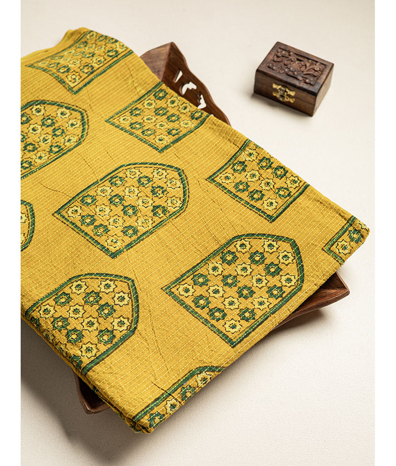 COTTON KANTHA AJRAKH FABRIC