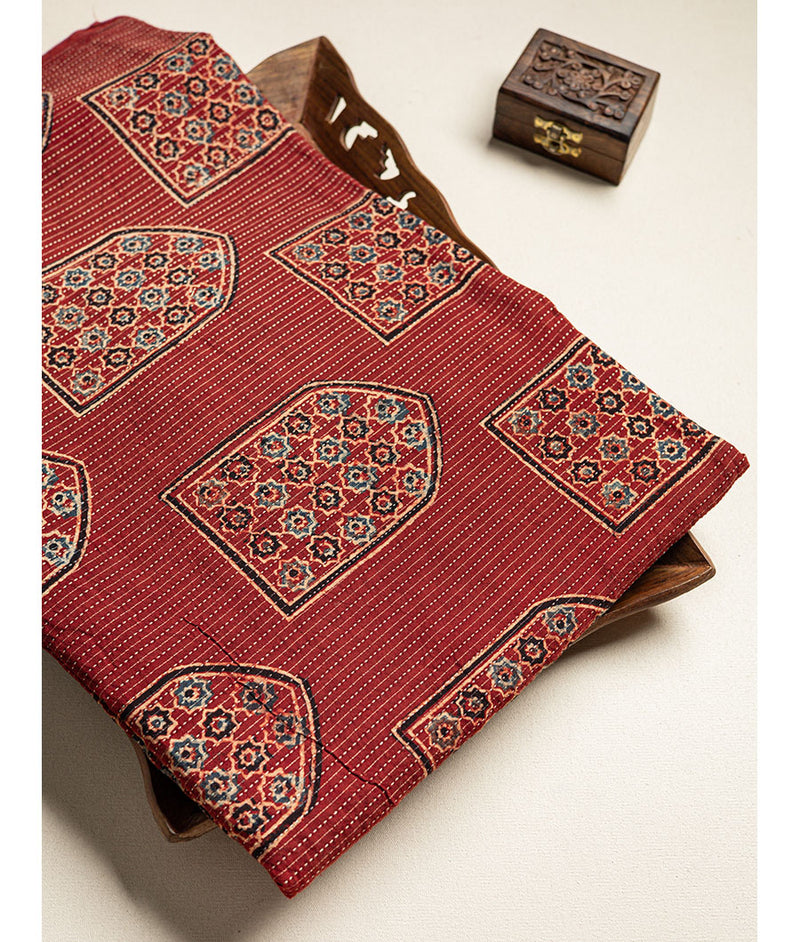 COTTON KANTHA AJRAKH FABRIC