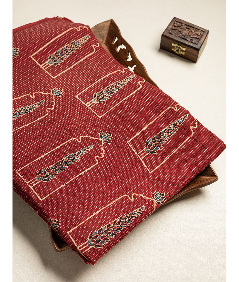 COTTON KANTHA AJRAKH FABRIC