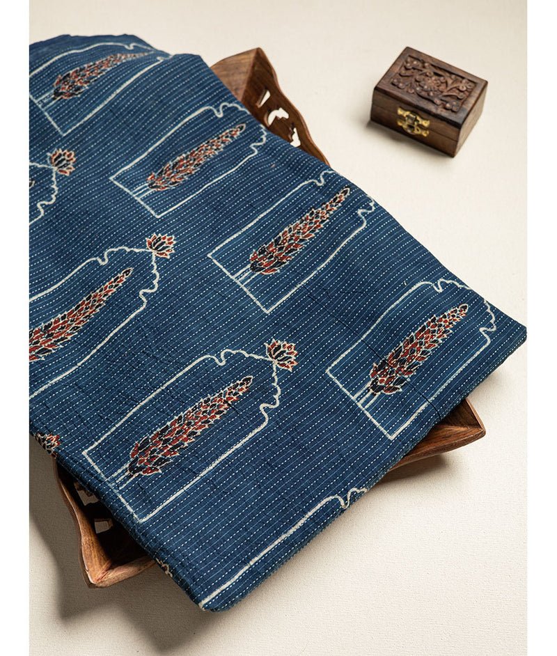 COTTON KANTHA AJRAKH FABRIC