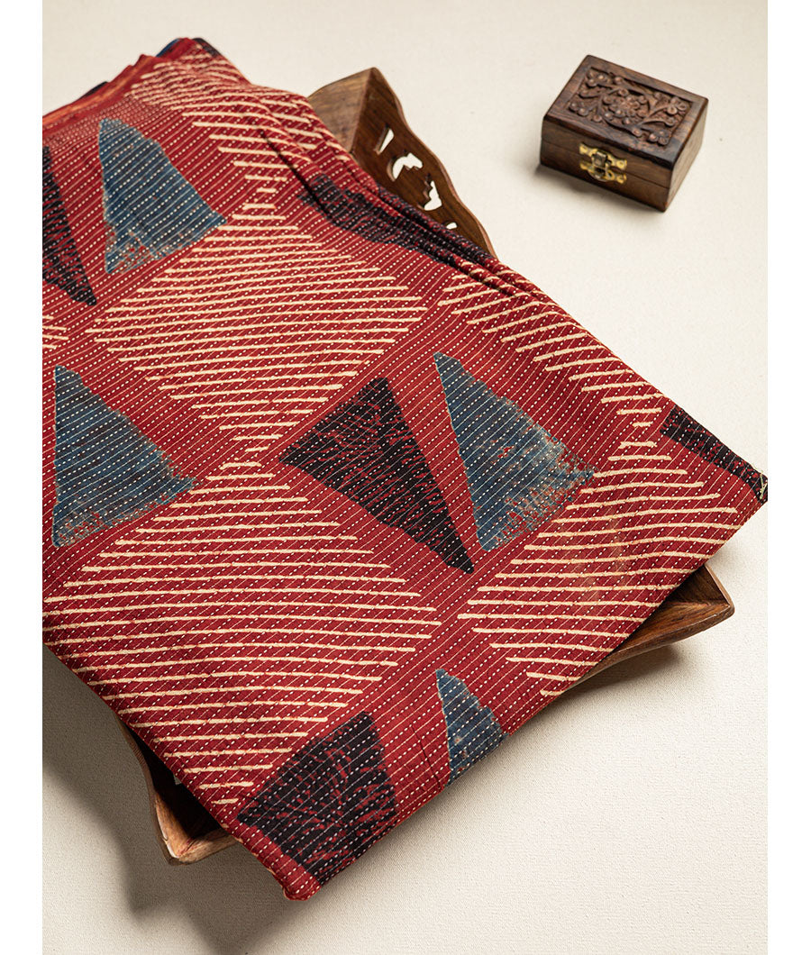 COTTON KANTHA AJRAKH FABRIC